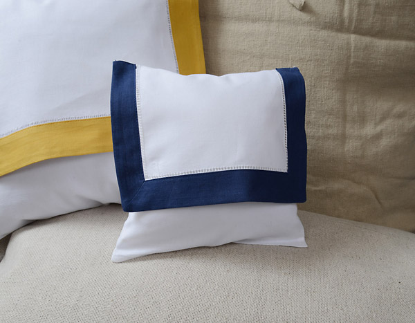 Mini Hemstitch Baby Envelope Pillows. 8x8" Navy color border